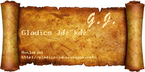Gladics Jákó névjegykártya
